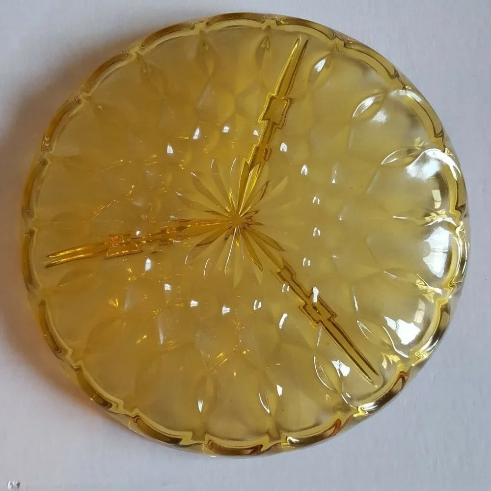 Vtg Anchor‎ Hocking FAIRFIELD Divided Amber Glass Serving Dish 8.5